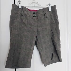 Dynamite Gray Plaid Bermuda Shorts with Double-Button Waist